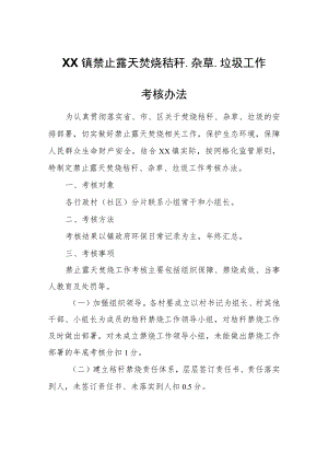 XX镇禁止露天焚烧秸秆、杂草、垃圾工作考核办法.docx