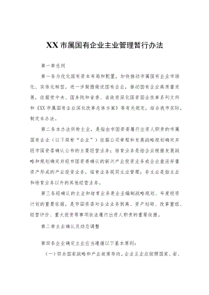 XX市属国有企业主业管理暂行办法.docx