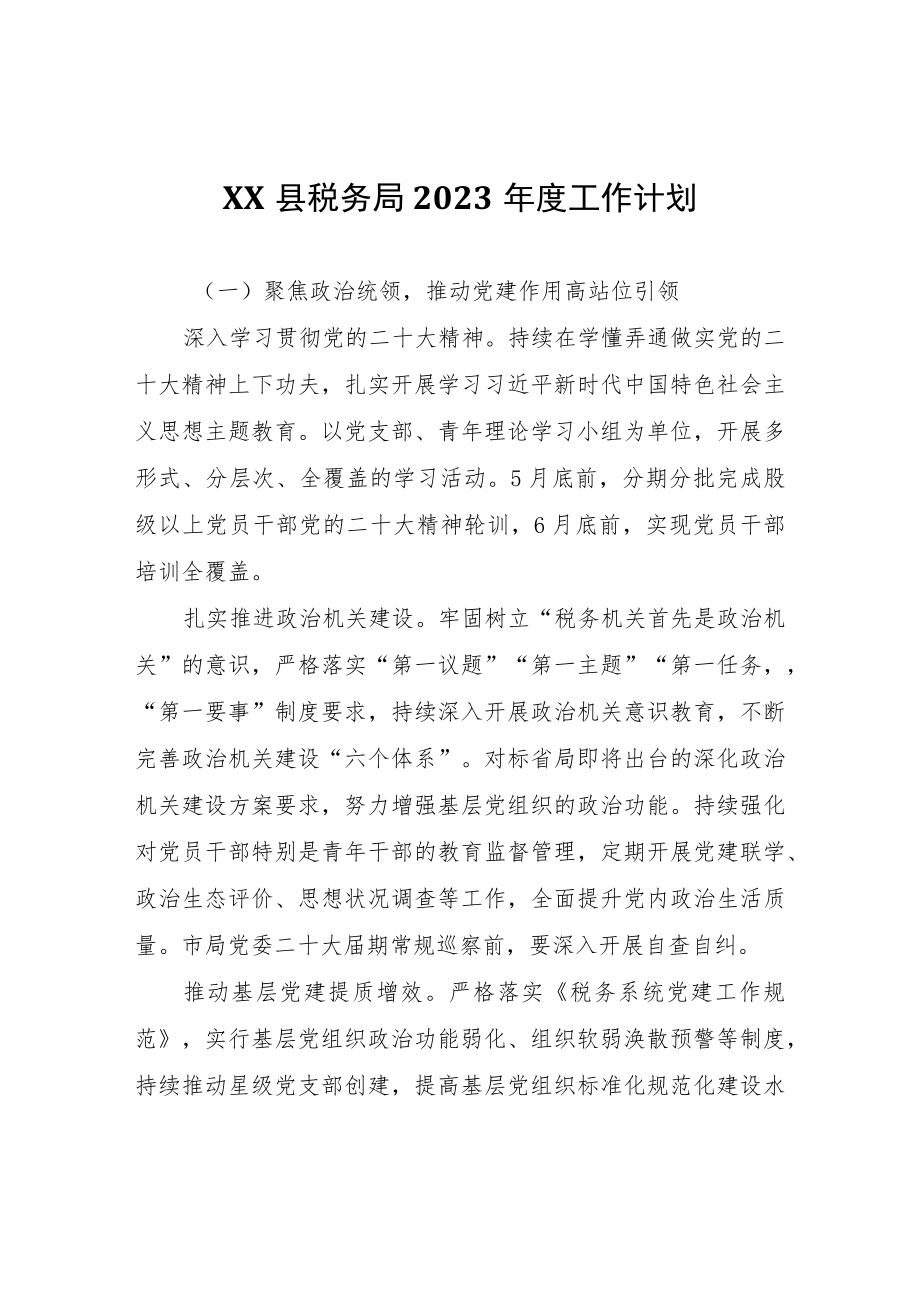 XX县税务局2023年度工作计划.docx_第1页