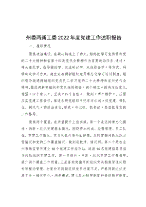 州委两新工委2022年度党建工作述职报告.docx