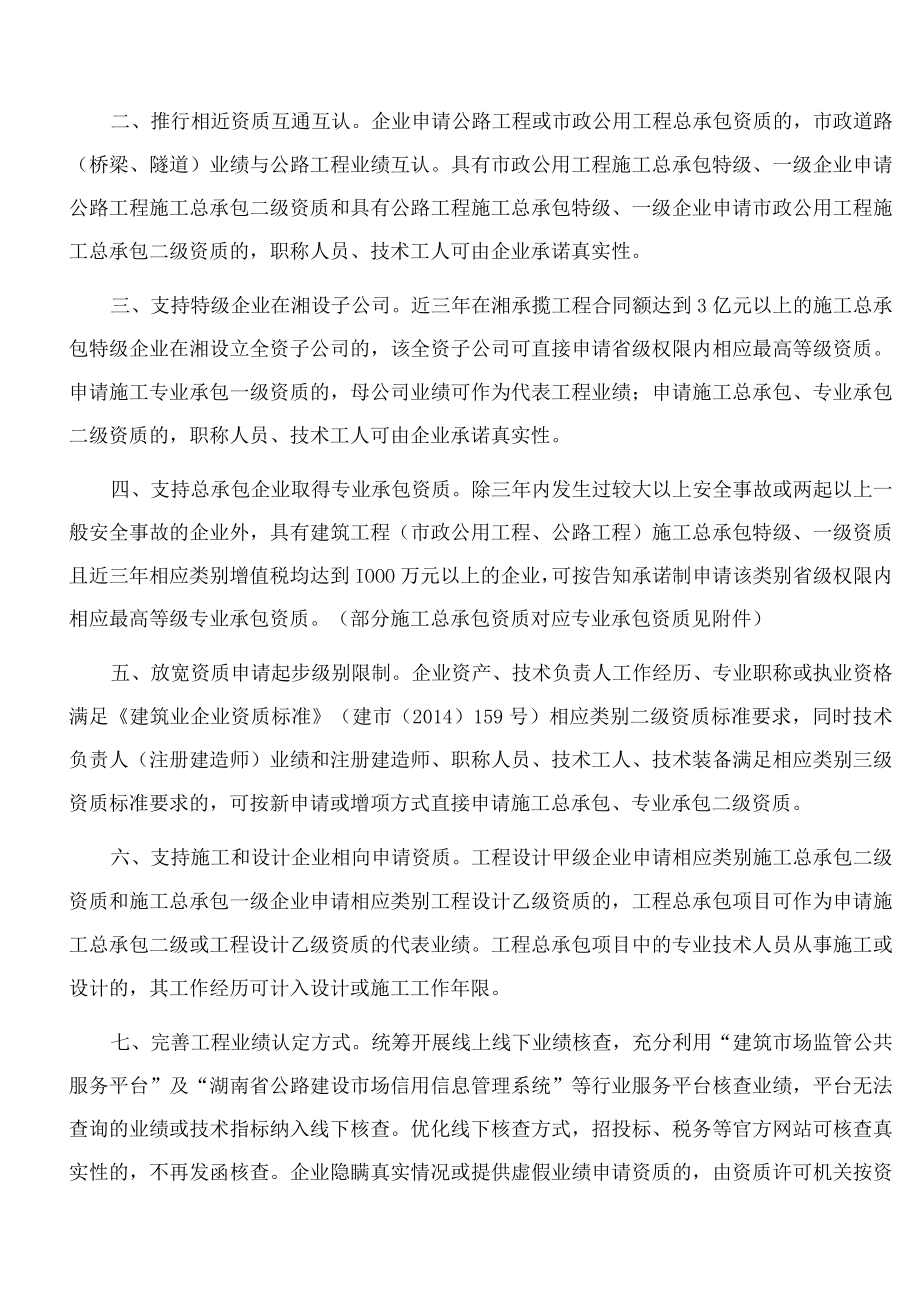 湖南省住房和城乡建设厅、湖南省交通运输厅关于印发《深化建设工程企业资质管理改革促进建筑业高质量发展的十条措施》的通知.docx_第2页