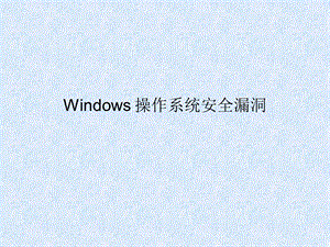 windows操作系统的漏洞.ppt