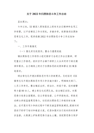 关于2022年扫黑除恶斗争工作总结.docx