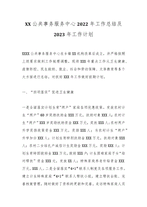 XX公共事务服务中心2022年工作总结及2023年工作计划.docx