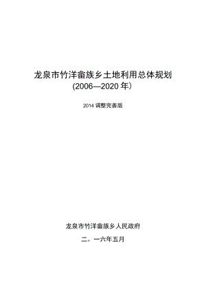 龙泉市竹垟畲族乡土地利用总体规划2006—2020年.docx