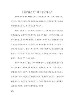 乡镇党政办专干培训班发言材料.docx