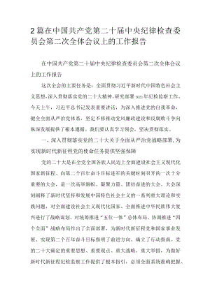 2篇在中国共产党第二十届中央纪律检查委员会第二次全体会议上的工作报告.docx