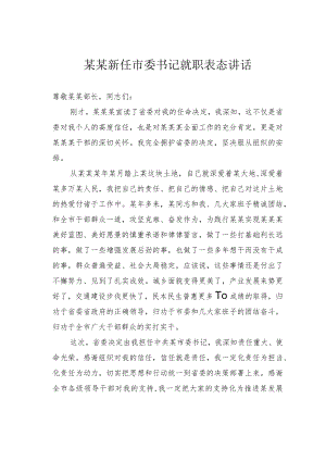 某某新任市委书记就职表态讲话.docx