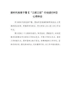 新时代检察干警【“三抓三促”行动进行时】心得体会.docx