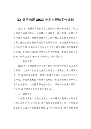 XX县应急局2023年定点帮扶工作计划.docx