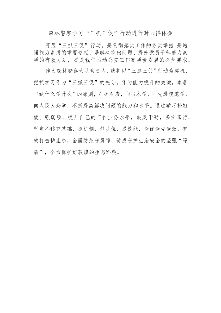 森林警察学习“三抓三促”行动进行时心得体会.docx_第1页