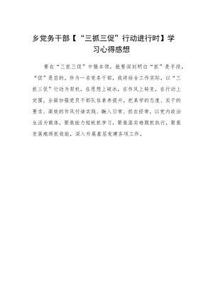 乡党务干部【“三抓三促”行动进行时】学习心得感想.docx