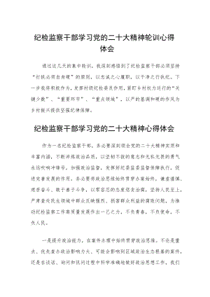 纪检监察干部学习党的二十大精神轮训心得体会范文【集合三篇】.docx