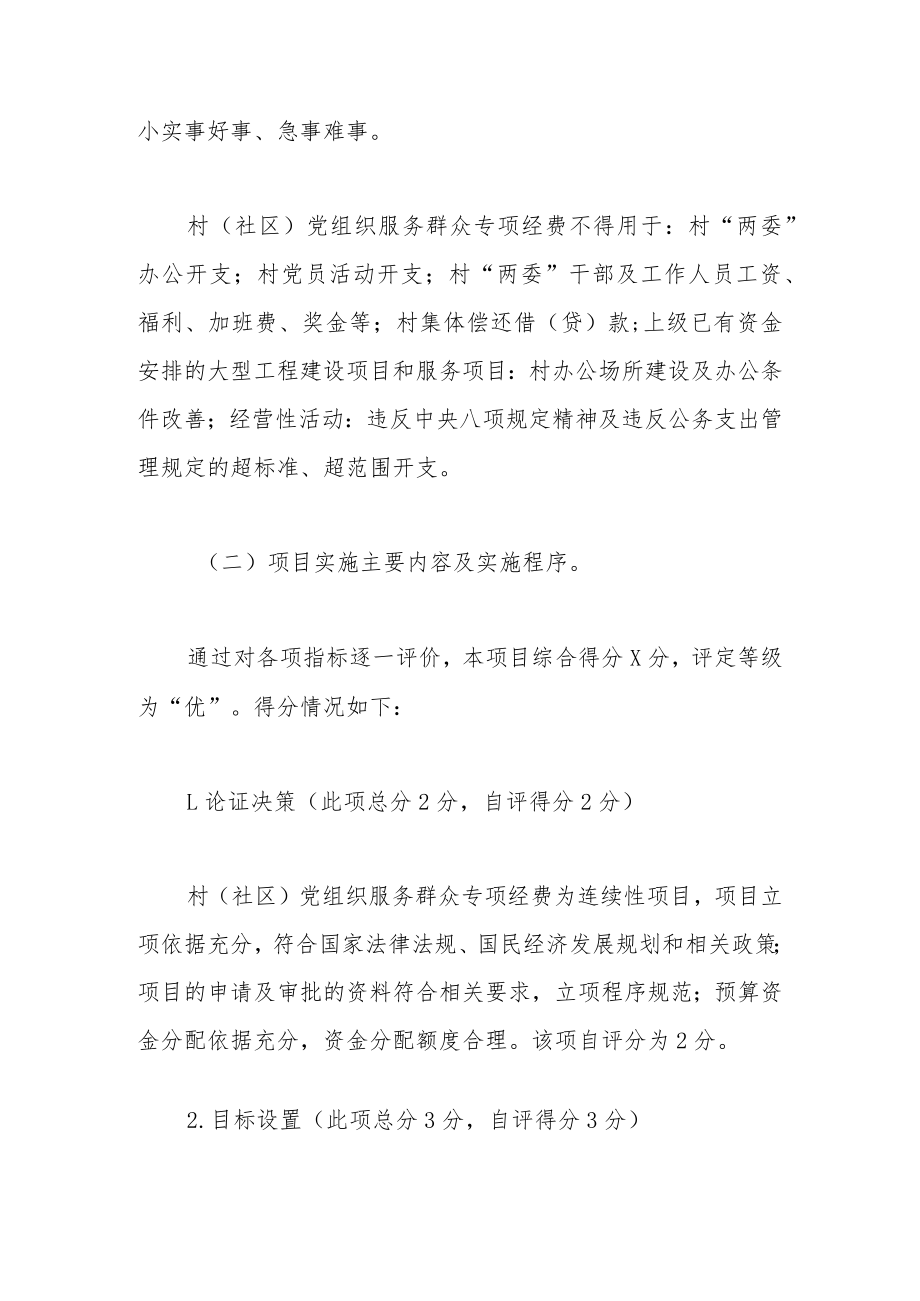 村（社区）党组织服务群众专项经费项目支出绩效自评报告.docx_第2页