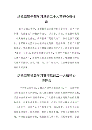 纪检监察干部学习党的二十大精神心得体会范文【集合三篇】.docx