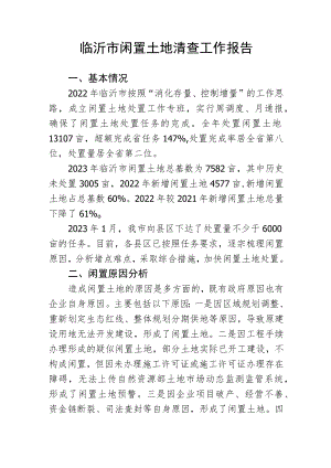 临沂市闲置土地清查工作报告.docx