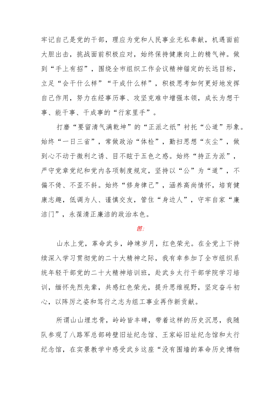 组织系统年轻干部党的二十大精神学习培训班心得体会九篇.docx_第3页