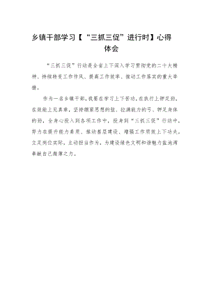 乡镇干部学习【“三抓三促”进行时】心得体会.docx