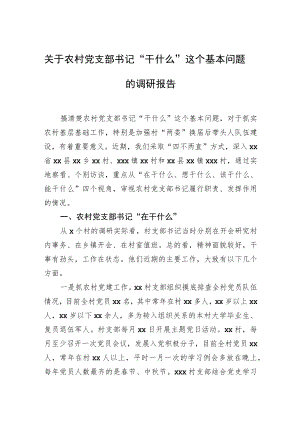 关于农村党支部书记“干什么”这个基本问题的调研报告.docx