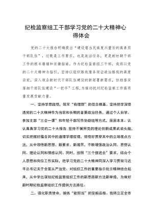 纪检监察组工干部学习党的二十大精神心得体会范文【集合三篇】.docx