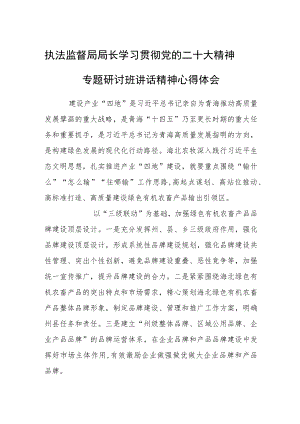 执法监督局局长学习贯彻党的二十大精神专题研讨班讲话精神心得体会.docx