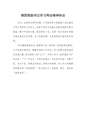 镇团委副书记学习两会精神体会.docx