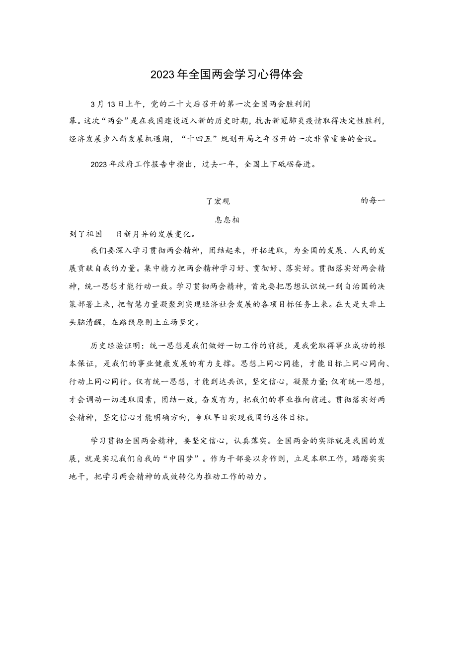 2023年全国两会学习心得体会.docx_第1页