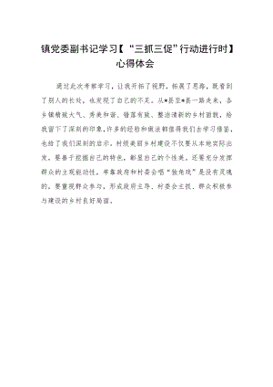 镇党委副书记学习【“三抓三促”行动进行时】心得体会.docx