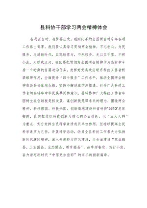 县科协干部学习两会精神体会.docx