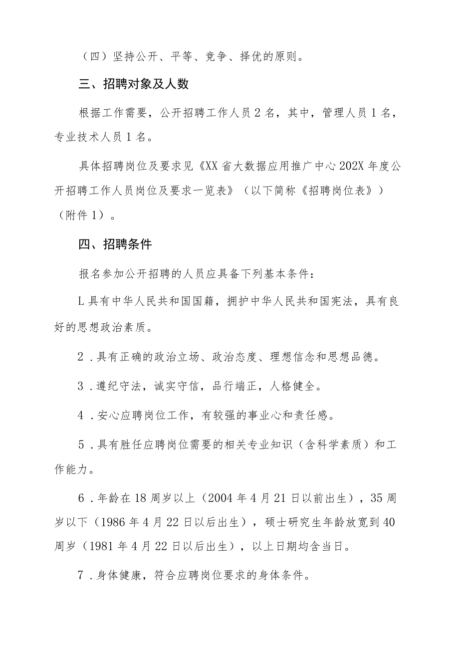 XX省大数据应用推广中心202X年招聘公告.docx_第2页