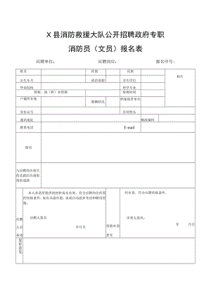 X县消防救援大队公开招聘政府专职消防员（文员）报名表.docx