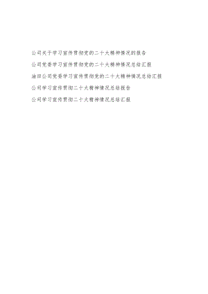 2023年整理国企公司学习宣传贯彻党的二十大精神情况总结汇报报告5篇.docx