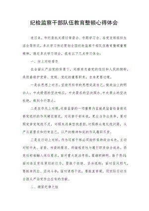 2023年纪检监察干部队伍教育整顿活动学习心得体会.docx