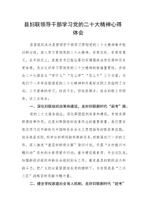 县妇联领导干部学习党的二十大精神心得体会.docx