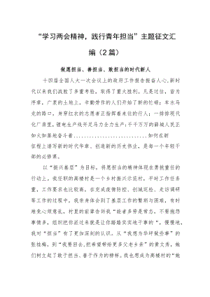 “学习两会精神践行青年担当”主题征文汇编（2篇）.docx