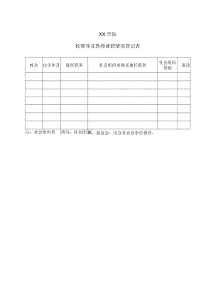 XX学院校领导及教师兼职情况登记表.docx