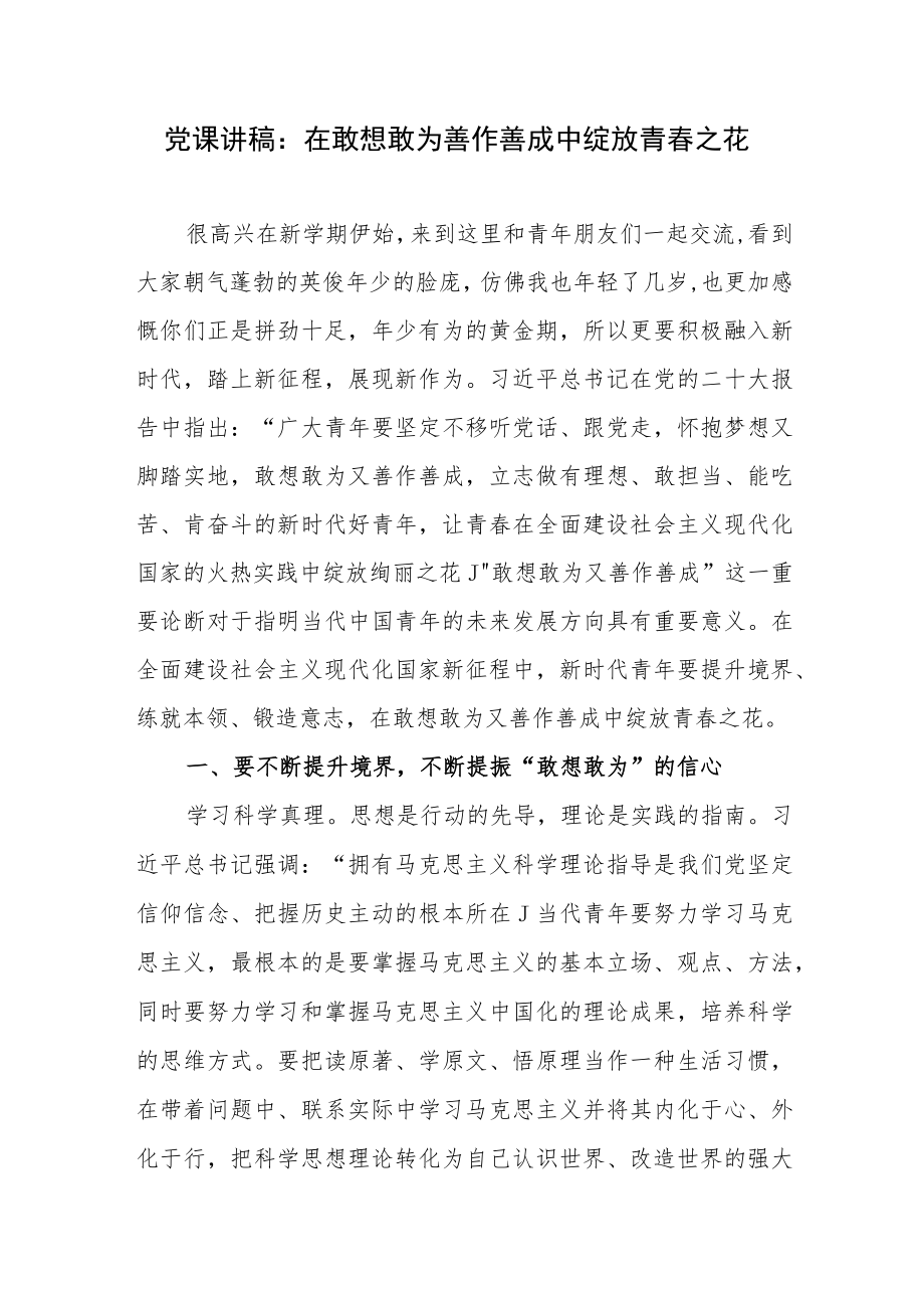 2023年青年党员干部学习党的二十大精神党课讲稿3篇.docx_第2页