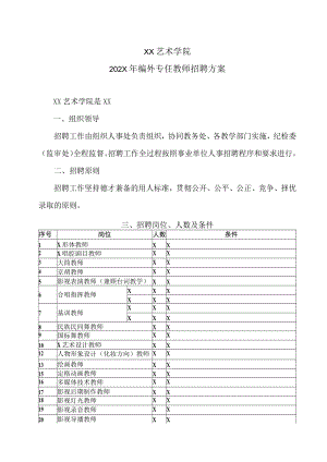 XX艺术学院202X年编外专任教师招聘方案.docx