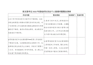 党支部书记2022年度组织生活会个人查摆问题整改清单.docx