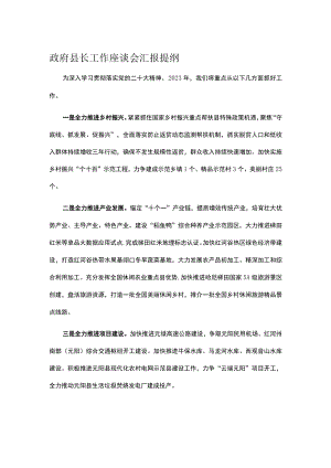 政府县长工作座谈会汇报提纲.docx