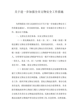 关于进一步加强全市文物安全工作措施.docx