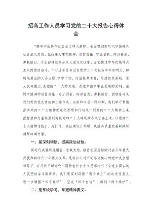 招商工作人员学习党的二十大报告心得体会.docx