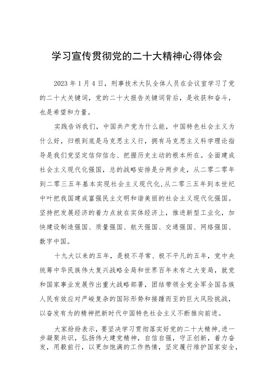 派出所所长学习宣传贯彻党的二十大精神心得感受八篇.docx_第1页