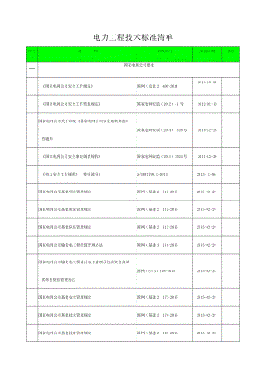 电力工程技术标准清单月.docx