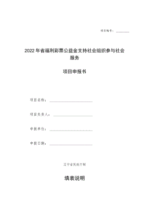 项目2022年省福利彩票公益金支持社会组织参与社会服务项目申报书.docx