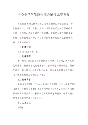 中心小学学生应知应会诵读比赛方案.docx