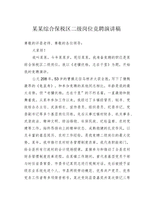 某某综合保税区二级岗位竞聘演讲稿.docx