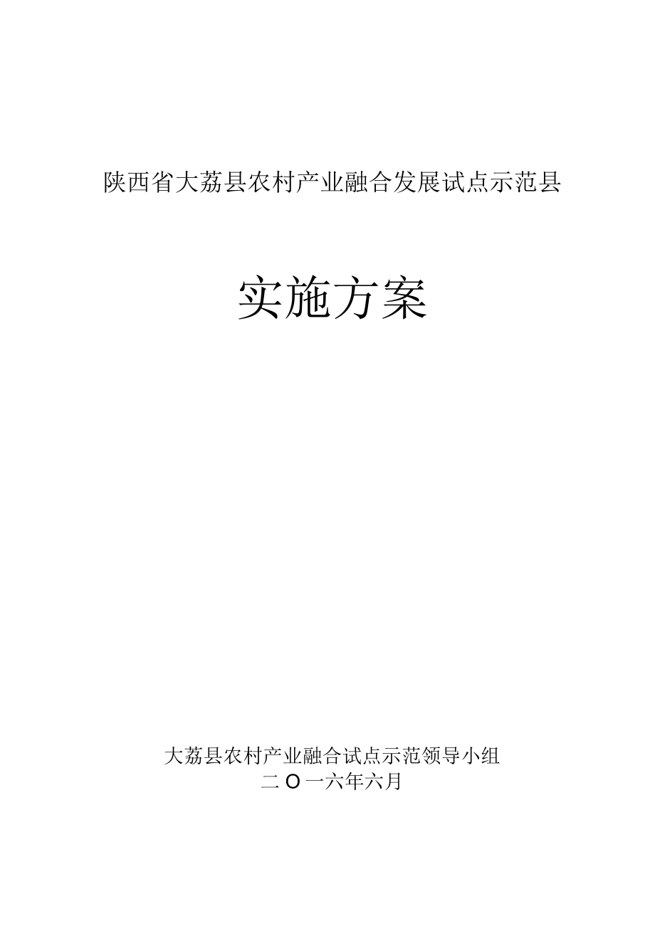 陕西省大荔县农村产业融合发展试点示范县实施方案.docx_第1页