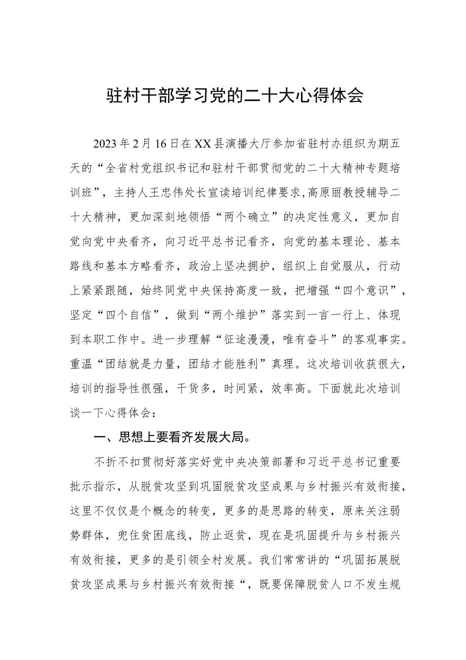 驻村干部学习党的二十大心得体会.docx_第1页