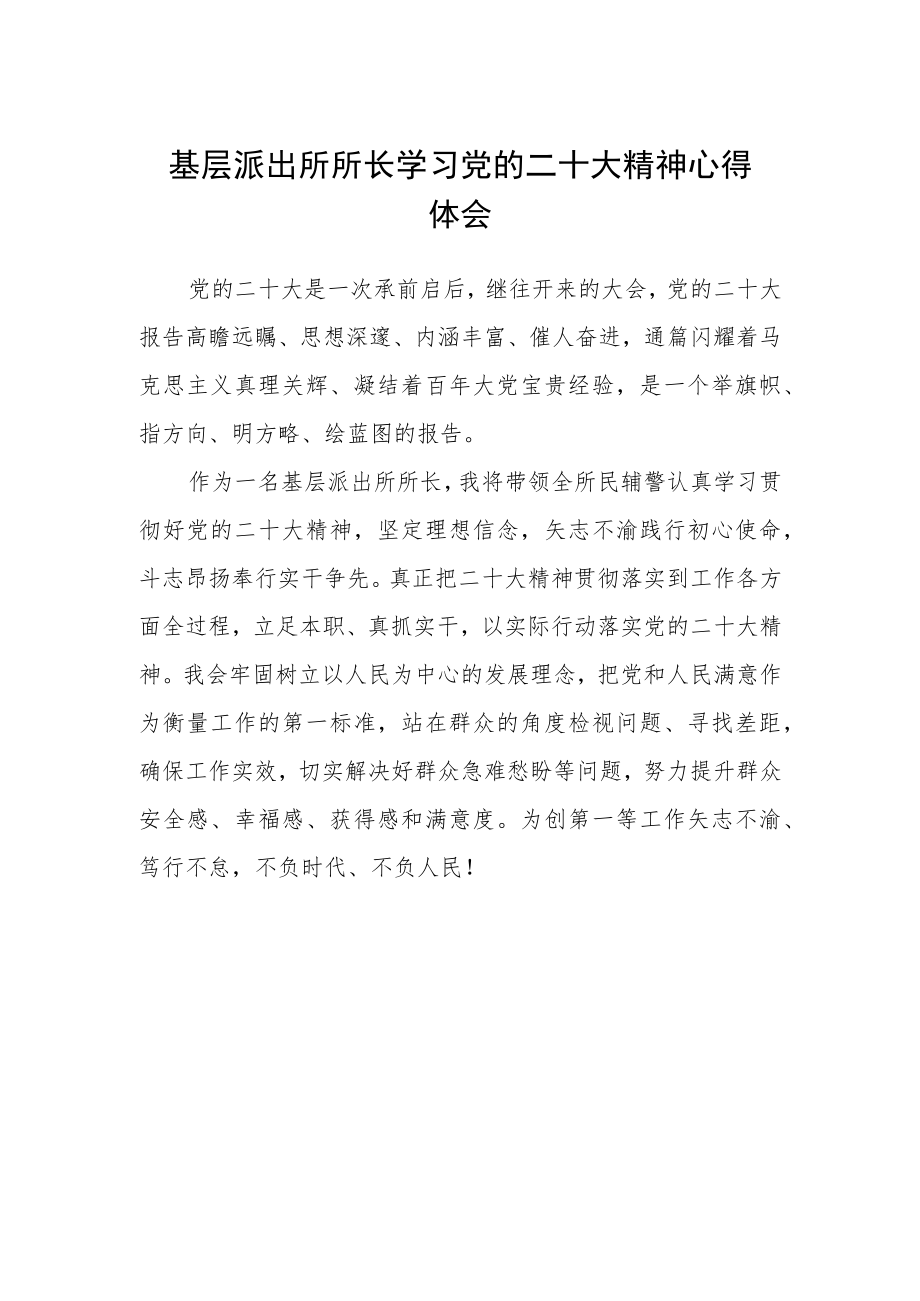 基层派出所所长学习党的二十大精神心得体会.docx_第1页